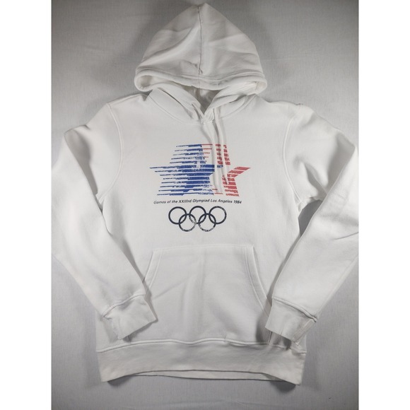 Heritage Other - Heritage 1984 Los Angeles Olympics Hoodie White Graphic Sweatshirt Mens Medium